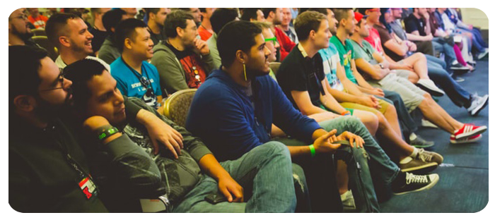 a bunch of gamers in an audience