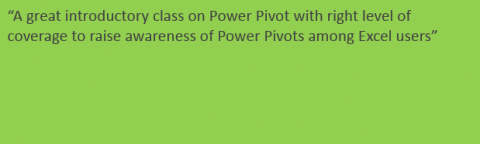 Feedback for Excel to Power Pivot: Cross the Gap Workshop