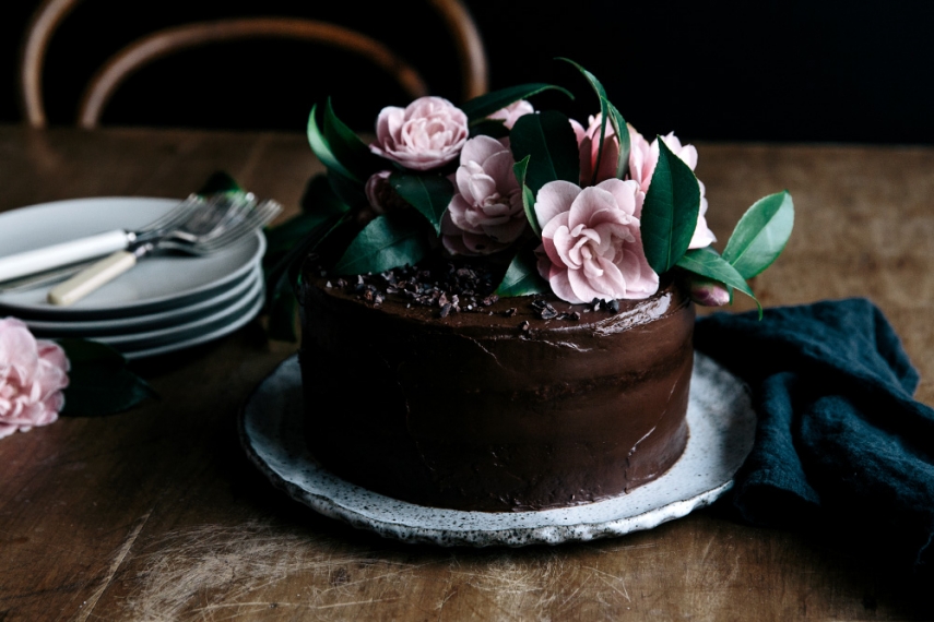 Banana & Maple Layer Cake with Avocado Chocolate Frosting